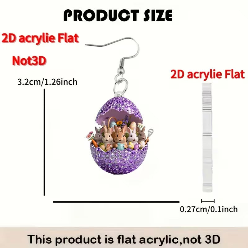 Wholesale Easter Purple Eggshell Rabbit Acrylic Earrings