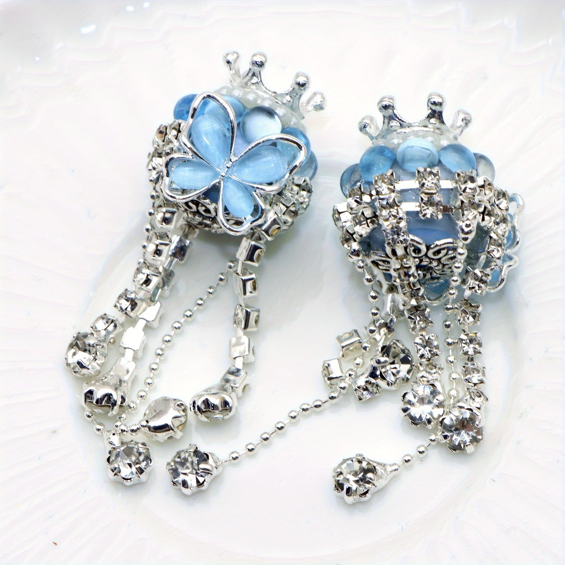 Wholesale 5pcs diamond crown butterfly tassel round beads diy beads