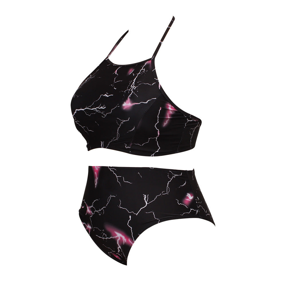 Wholesale Plus Size Printed Two Piece Polyester Swimwear