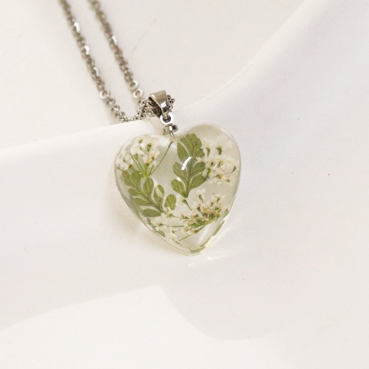 Wholesale 6pcs Monthly Everlasting Flower Resin Epoxy Love Pendant Necklace
