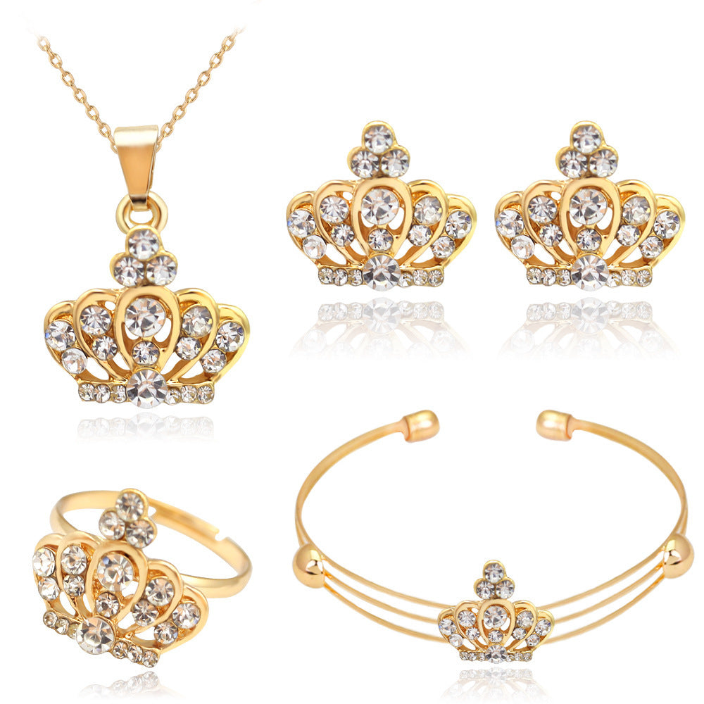 Wholesale Exquisite Crown Shaped Alloy Jewelry Set of Four Pieces