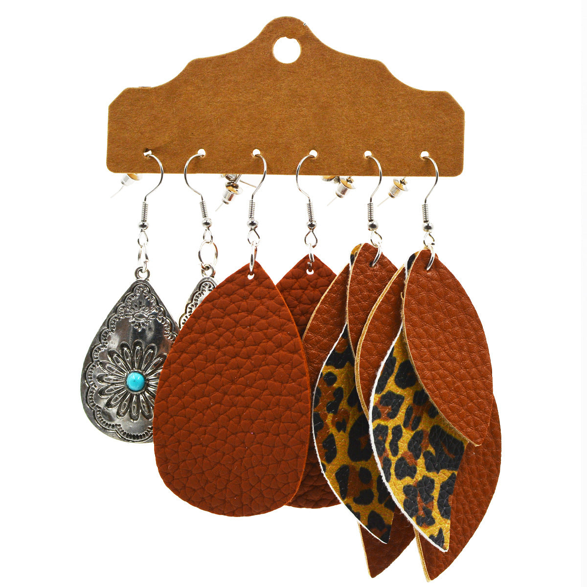 Wholesale Multi-layered Leather Earrings Symmetrical Love Earrings