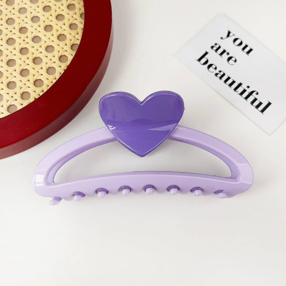 Wholesale Resin Hollow Out Half Circle Heart Color Matching Hair Clip