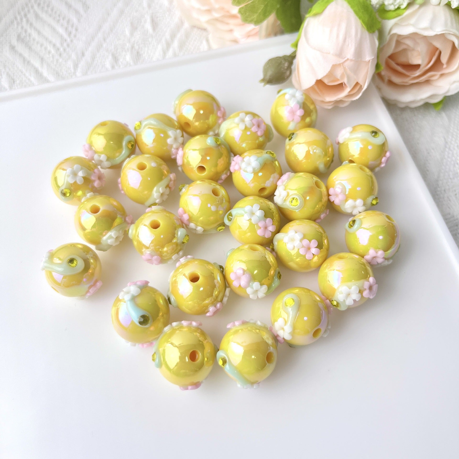 Wholesale 5PCS Straight Hole Glass Loose Beads