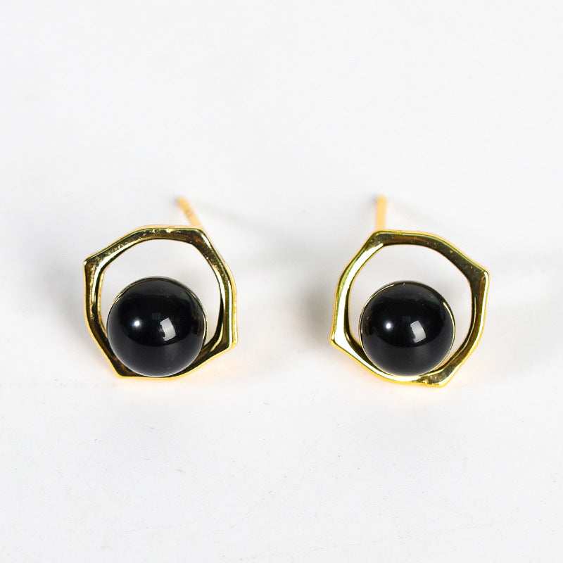 Wholesale Natural Crystal Gravel Square Round Bead Earrings