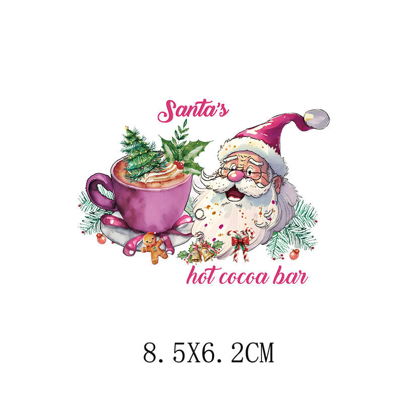 Wholesale 5pcs/pack  Pink Christmas Cartoon House Heat Transfer Pattern Clothing Sticker   UV DTF Ready to Press Transfers Wraps