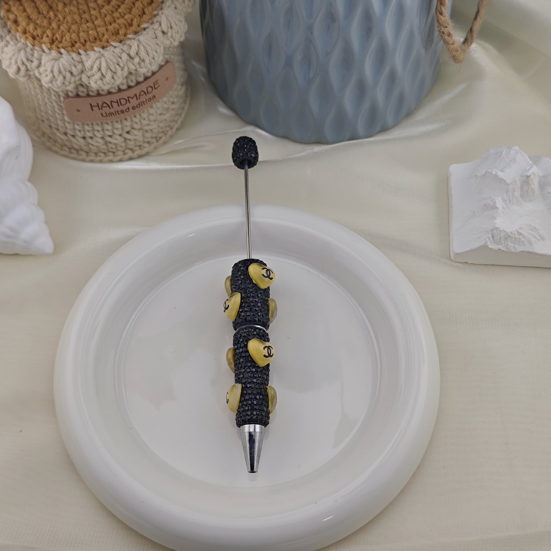 Wholesale 5pcs Beadable Pens Heart  Diamond Full Diamond DIY Beadable