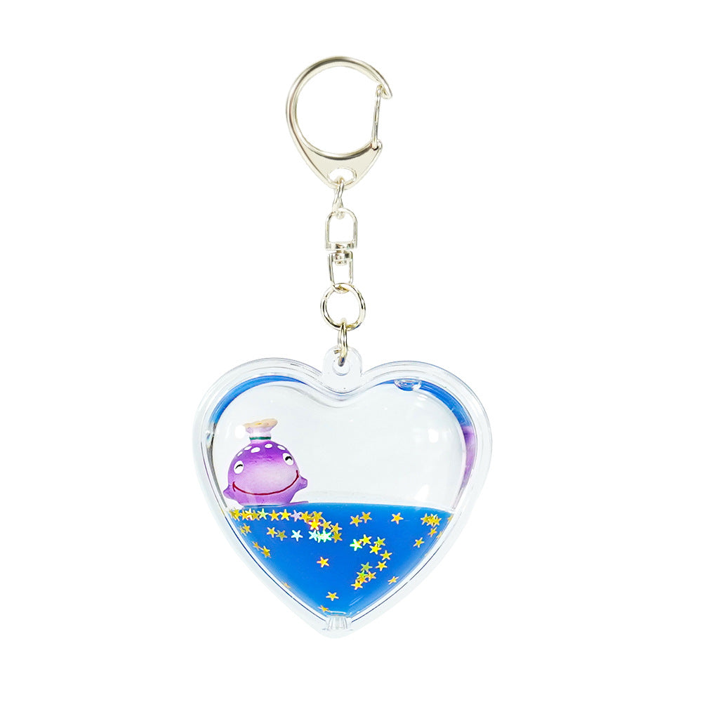 Wholesale Crystal Ball Ocean Series Acrylic Oil-Infused Liquid Quicksand Keychain