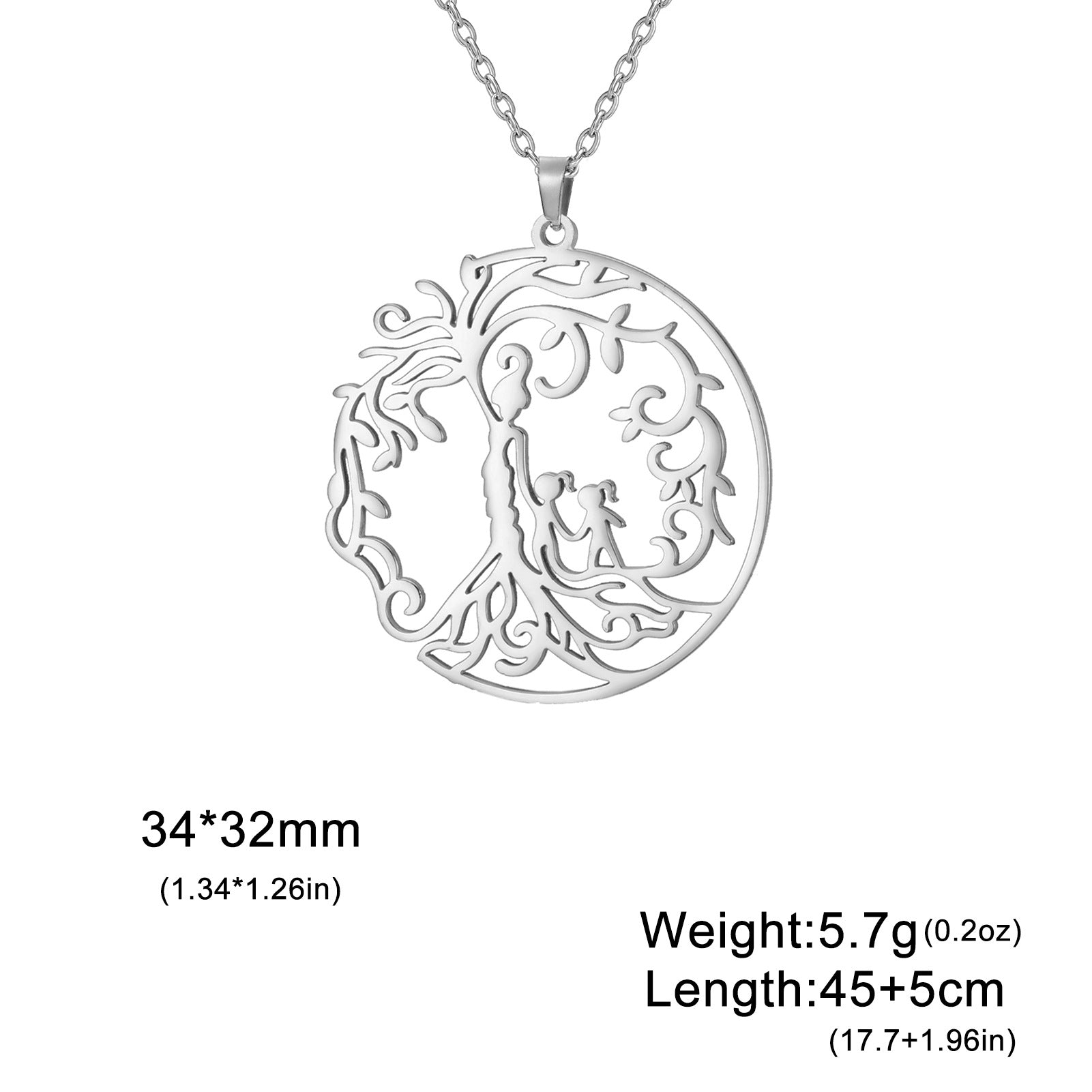Wholesale Mother' s Day electroplated Tree of Life parent-child Stainless steel necklace