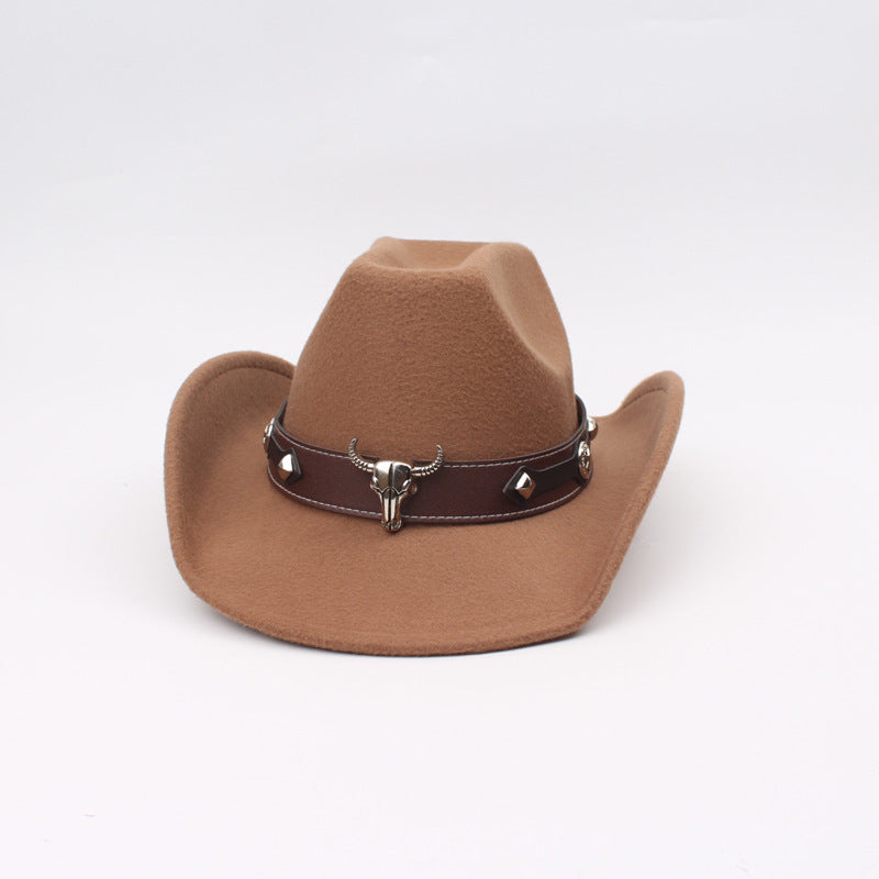 Wholesale Imitation Cashmere Cowhead Curled Edge Western Denim Top Hats