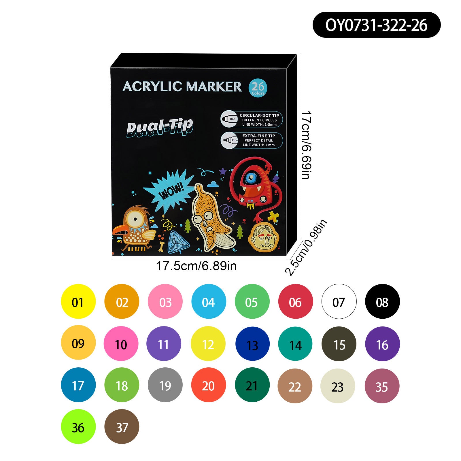Wholesale Double-ended Polka-dot Acrylic Color Markers for Kids