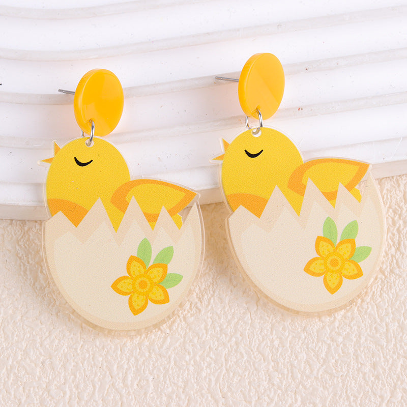 Wholesale Easter Rabbit Radish Chicken Acrylic Printed Earrings