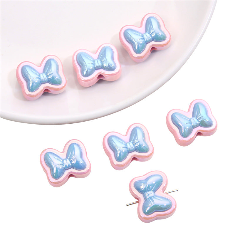 Wholesale Acrylic Double Color Bow Beads
