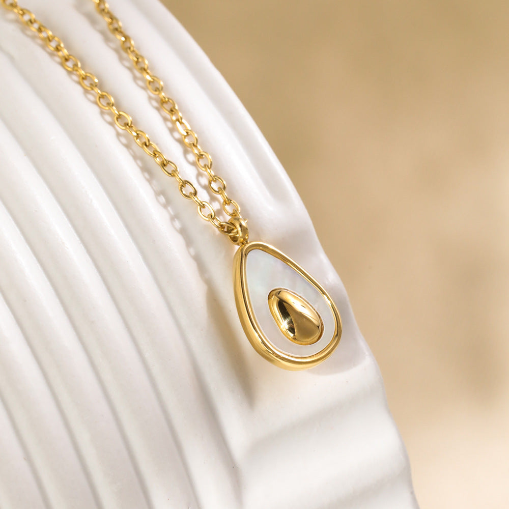 Wholesale Drop-shaped Shell Stainless Steel 18k Gold Plated Necklace Clavicle Chain