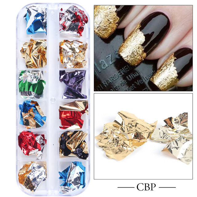 Wholesale 3pcs Butterfly Mica Platinum Fragment Hexagonal Nail Jewelry Patch