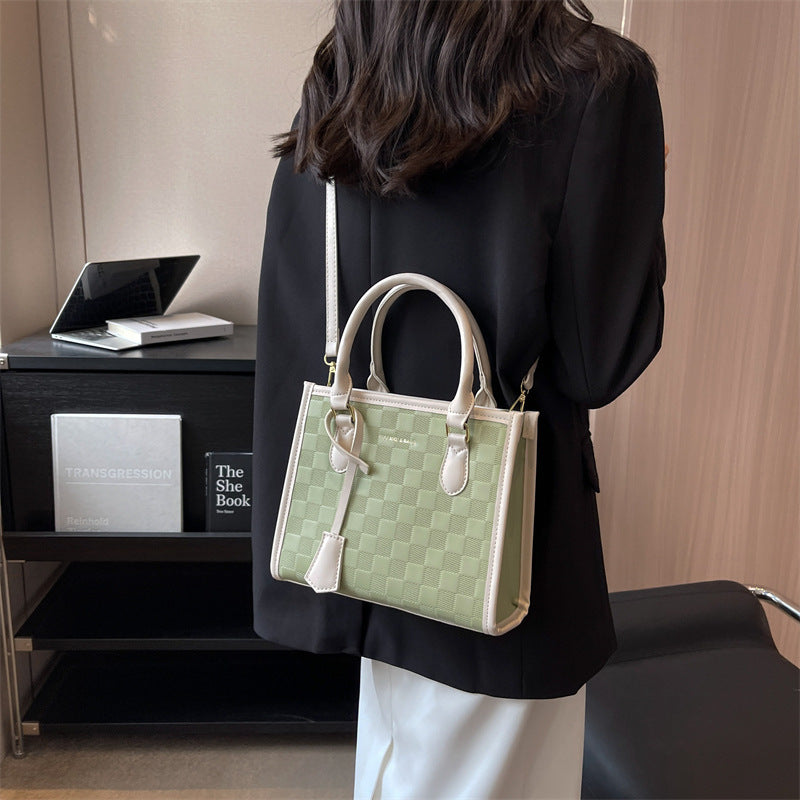 Wholesale Plaid Simple PU Large Capacity Shoulder Tote Bag