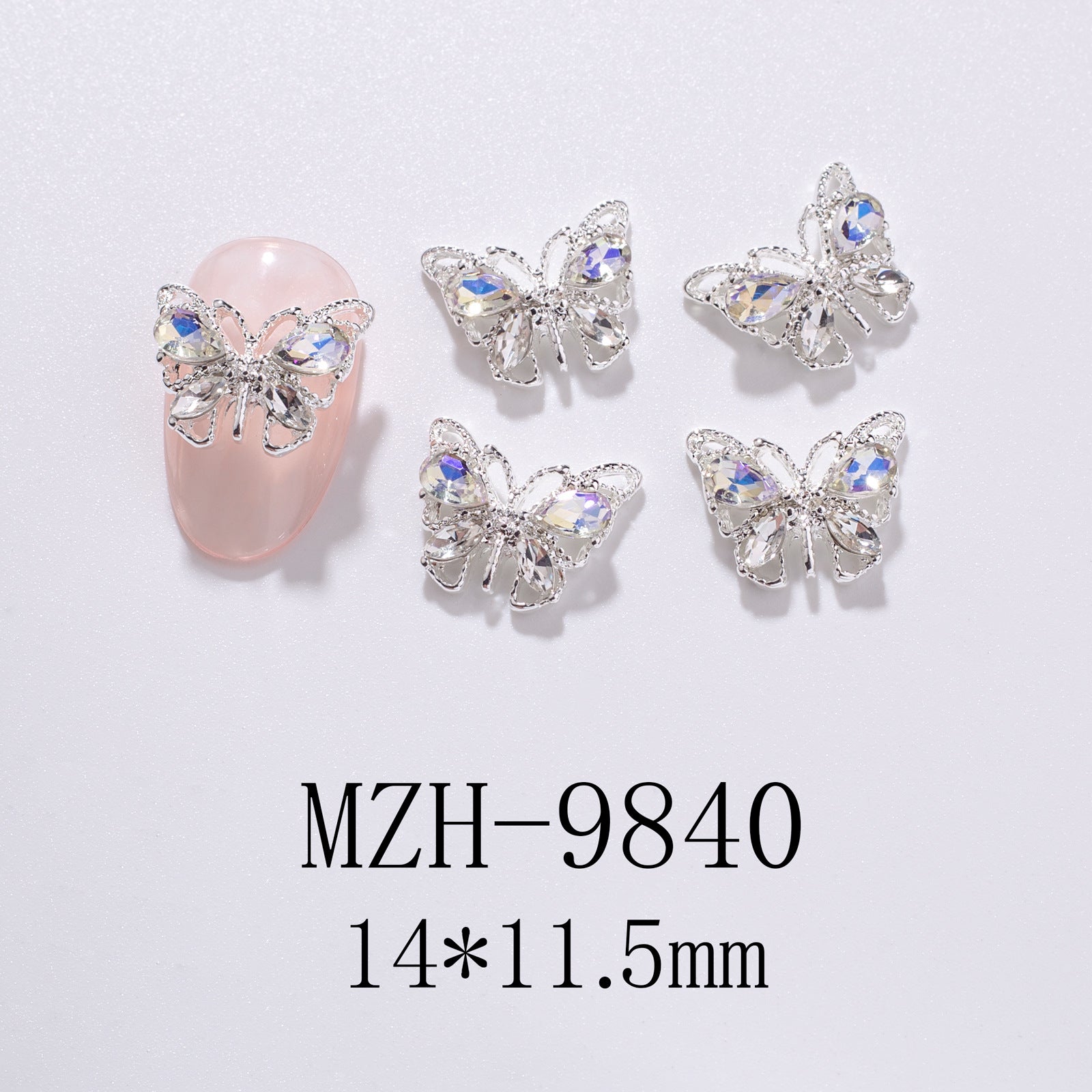 Hollow nail art small butterfly alloy jewelry