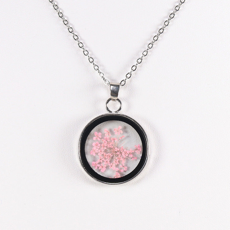 Wholesale 10pcs Four-leaf Clover Daisy Baby's Breath Pendant Necklace