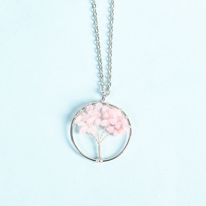 Wholesale Amethyst Bark Rope of Life Rose Quartz Citrine Necklace