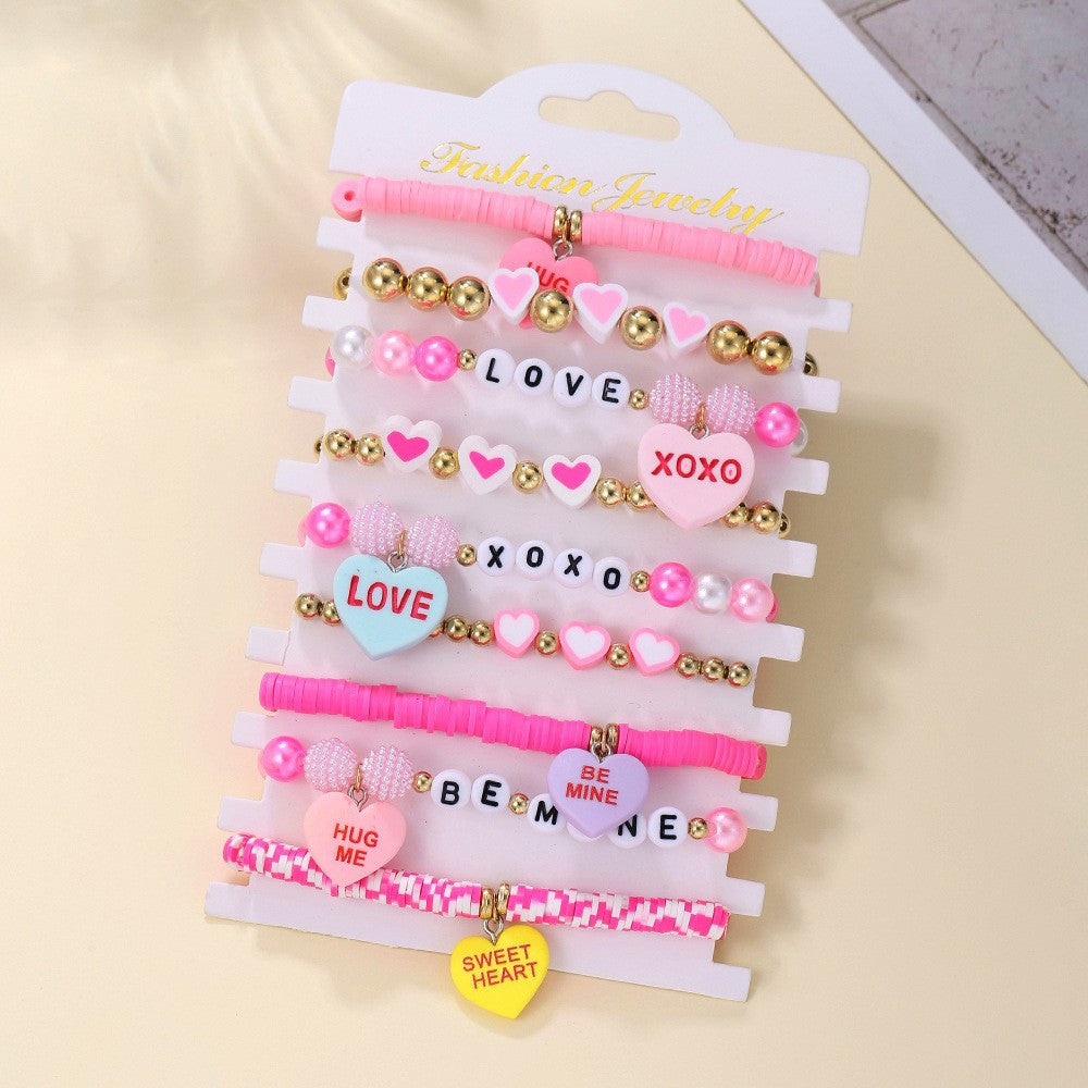 Wholesale Valentine' s Day Love Stacked Letter clay bead bracelet