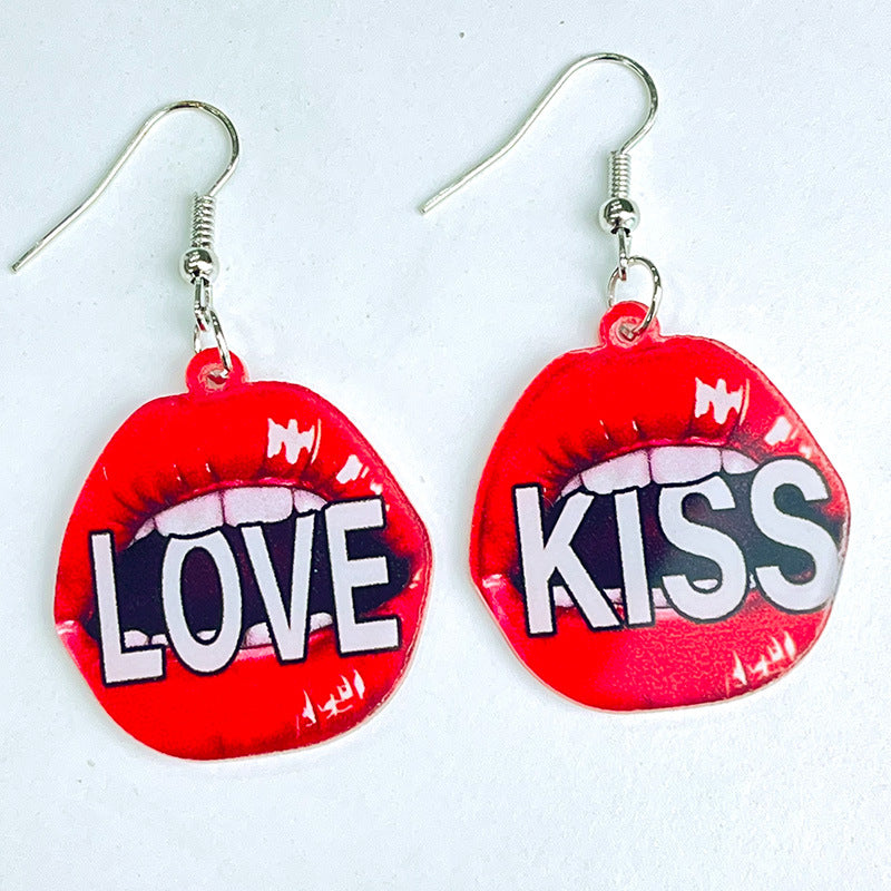 Wholesale 2 pairs/pack Valentine's Day Shiny Smiley Astronaut Spaceship Love Bow Earrings