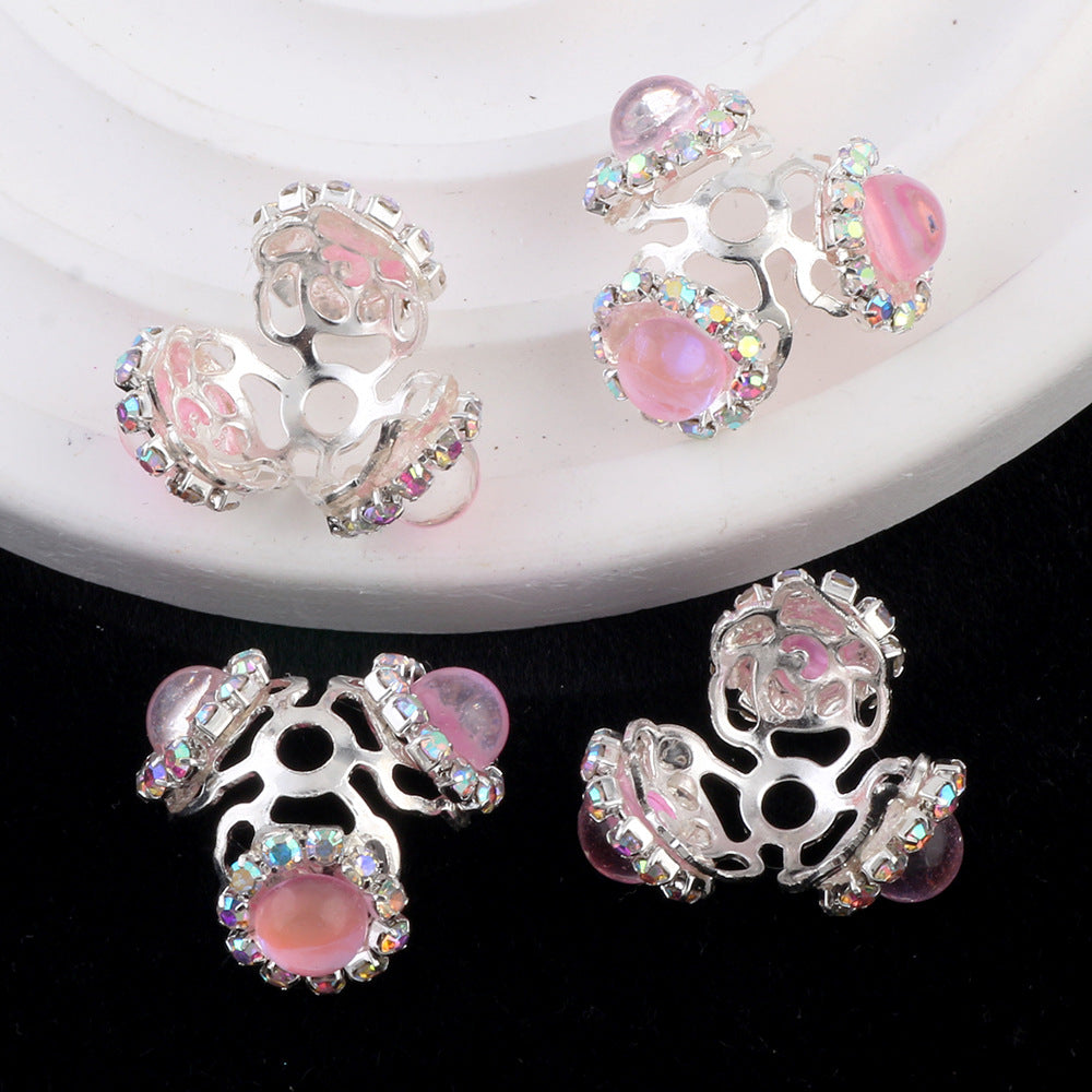 Wholesale 10pcs/pack Heavy rhinestone five-pointed star perforated torus DIY alloy accessories