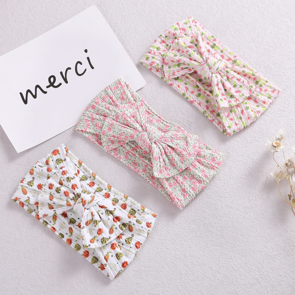 Wholesale Wide Edge Jacquard Bow Nylon Children's Headbands