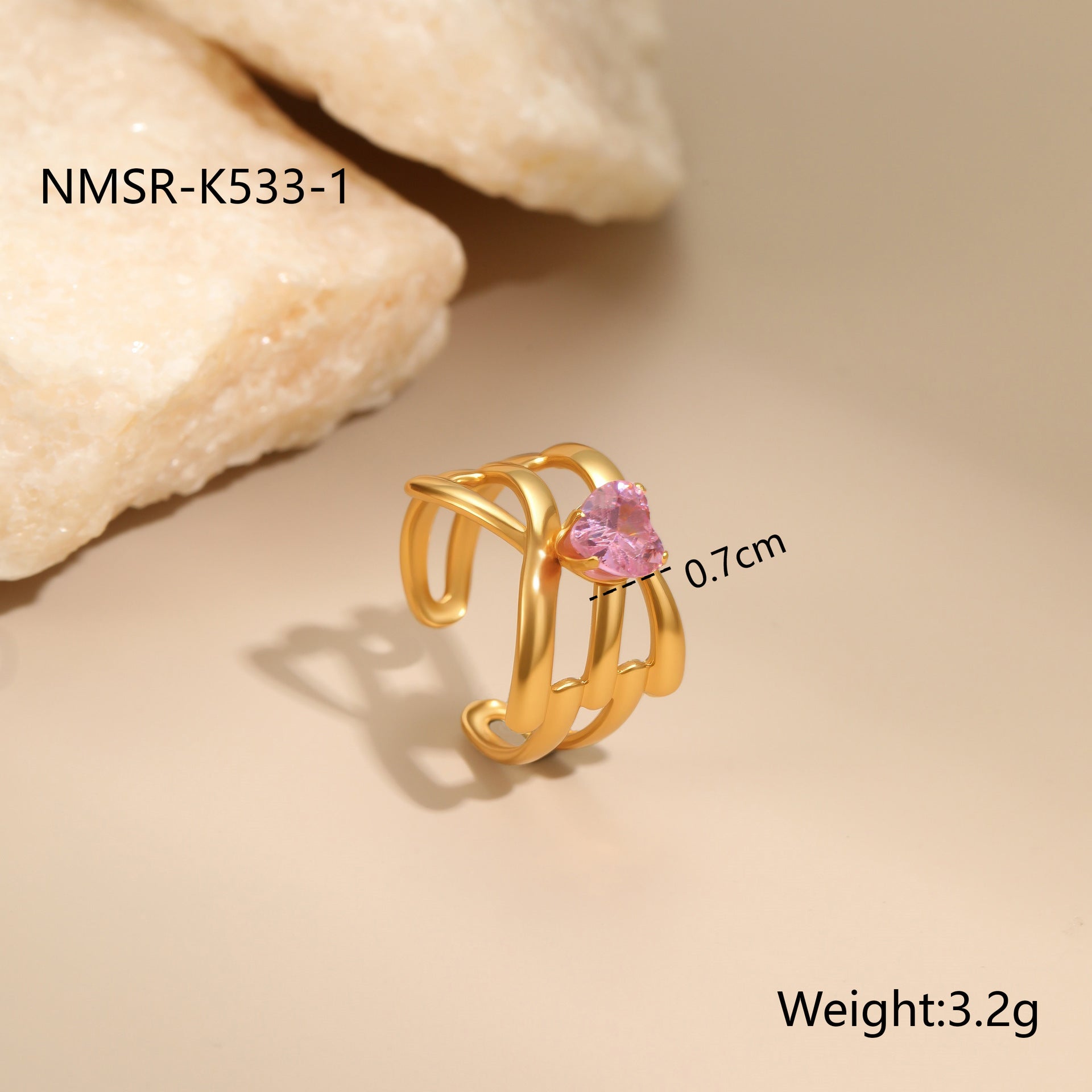 Wholesale Pink zircon Stainless Steel Rings