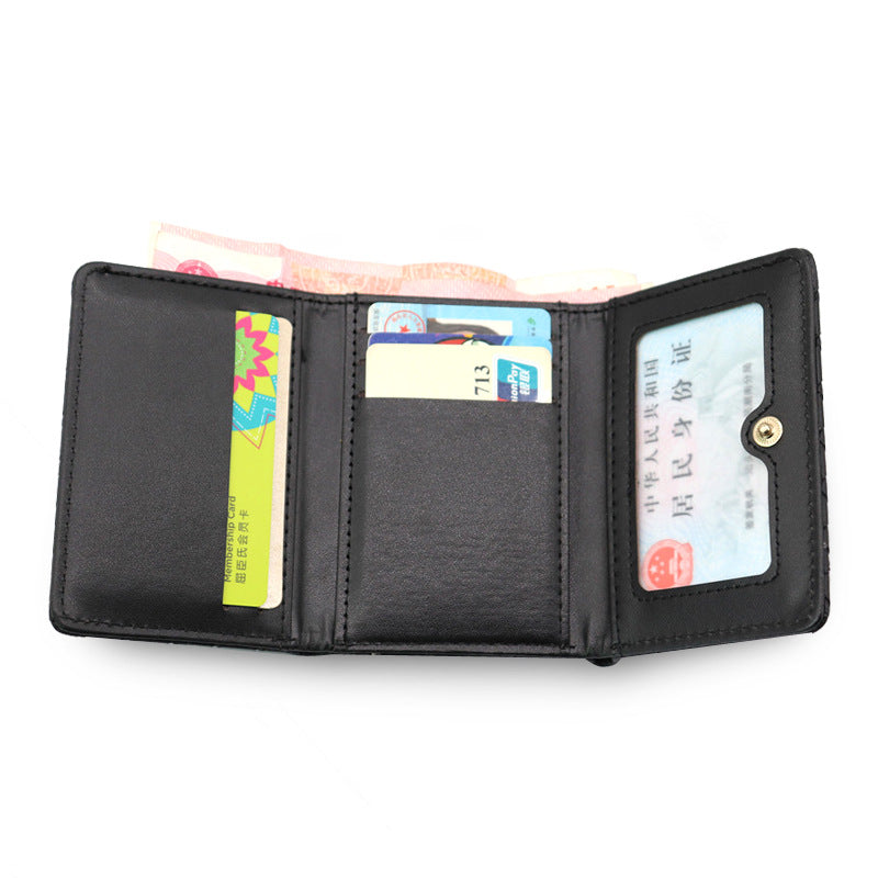 Wholesale PU Woven Pattern Three Fold Multi Card Ultra-thin Zero Wallet