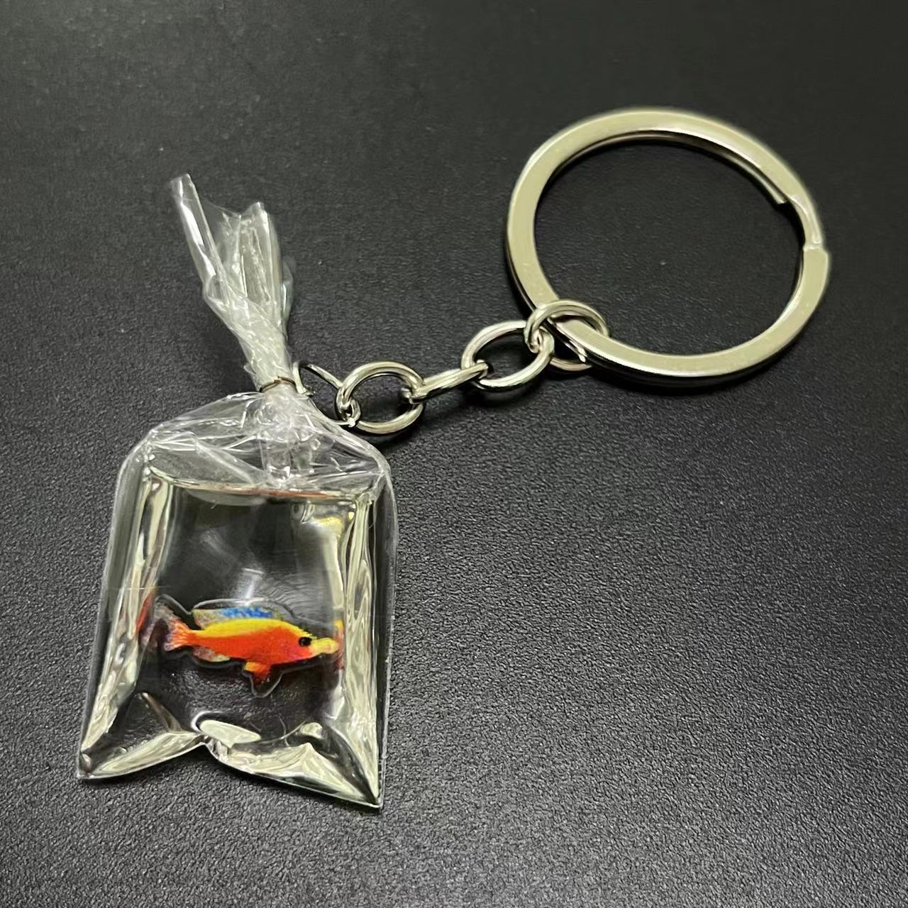 Wholesale Transparent Resin Water Bag Fish Key Chain