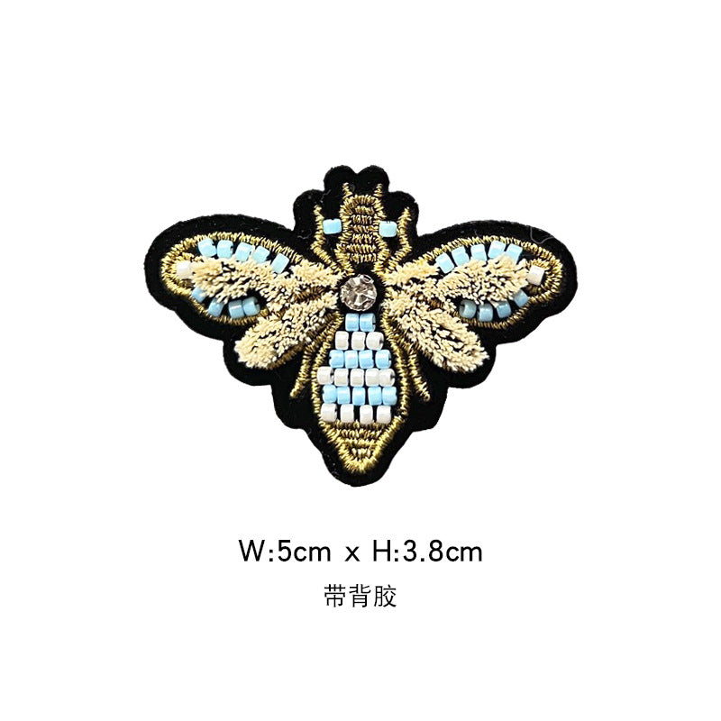 Wholesale Felt Base Sequin 3D Crown Bee Embroidered Patch Badge For Clothing Towel DIY Accessory