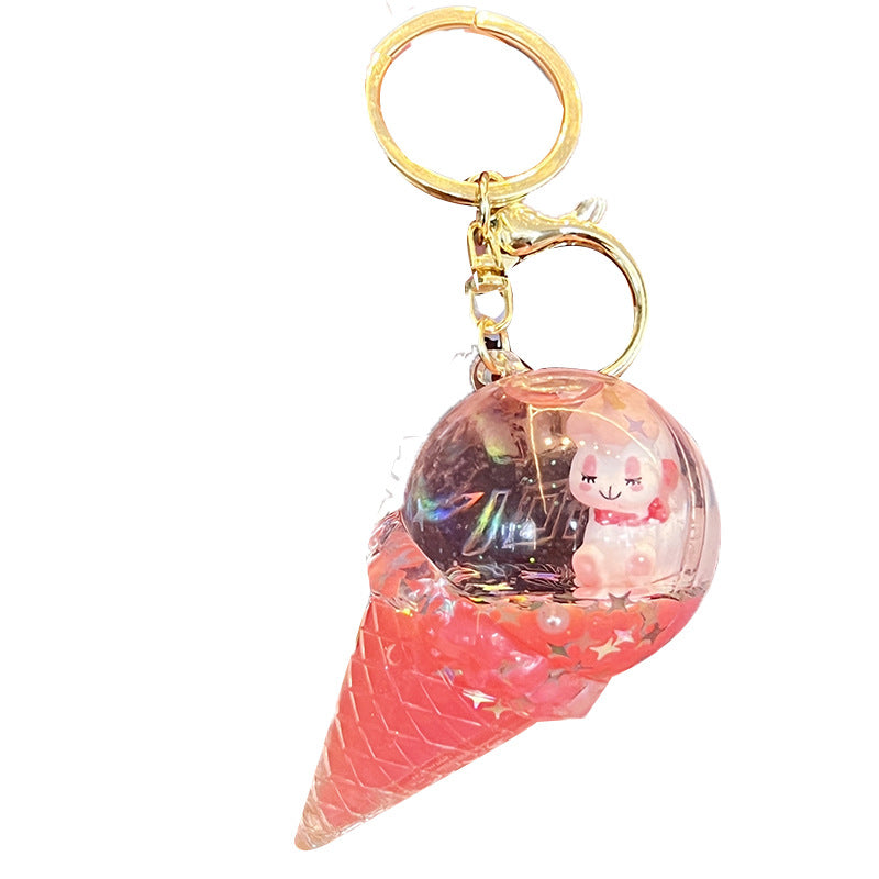 Wholesale Acrylic Ice Cream Quicksand Bottle Keychain