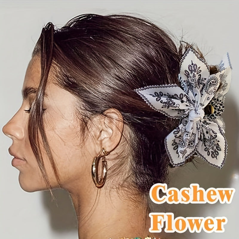 Wholesale Double-sided cashew flower bow hairpin heart clip