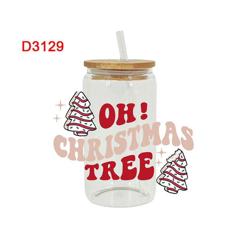Wholesale Colorful Christmas Tree 16oz Cup UV DTF Wraps