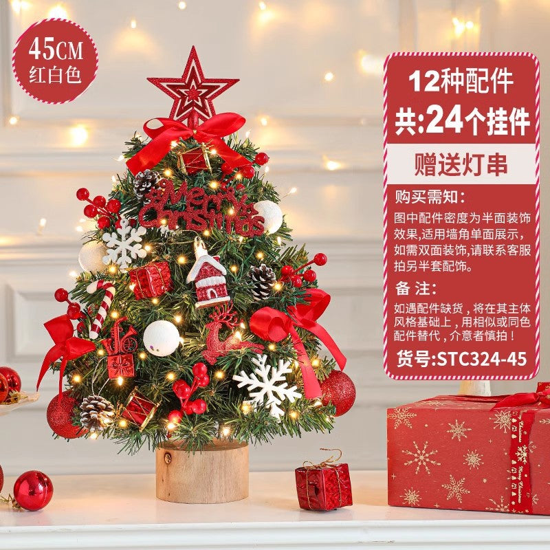 Wholesale Christmas small red desktop Christmas tree stakes ornaments DIY material package to decorate Christmas