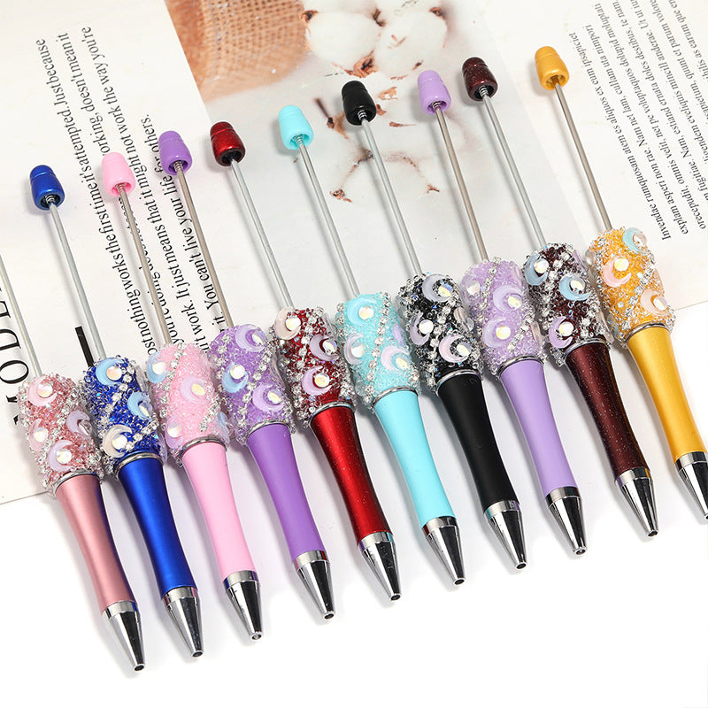 Wholesale 5pcs Creative DIY Moon Mermaid Beads Sugar Heavy Industries Water Diamond Chain Beads Multi Color Ballpoint Pen
