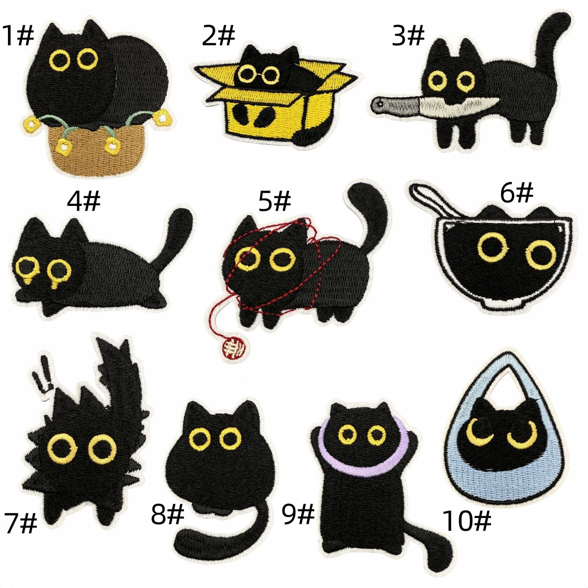 Wholesale Black cat embroidered patch accessories