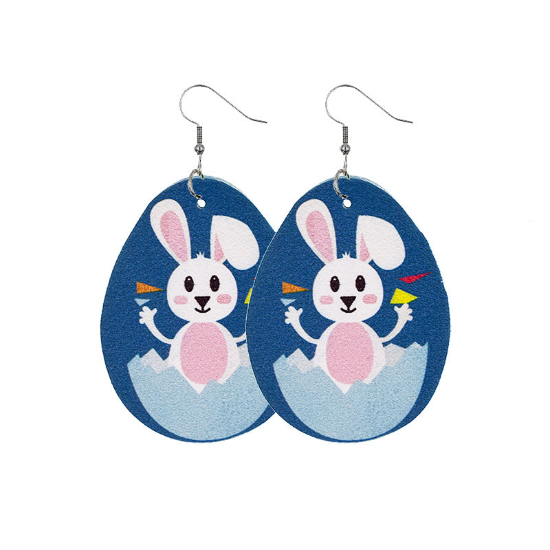 Wholesale Easter Bunny Egg Leather Earrings