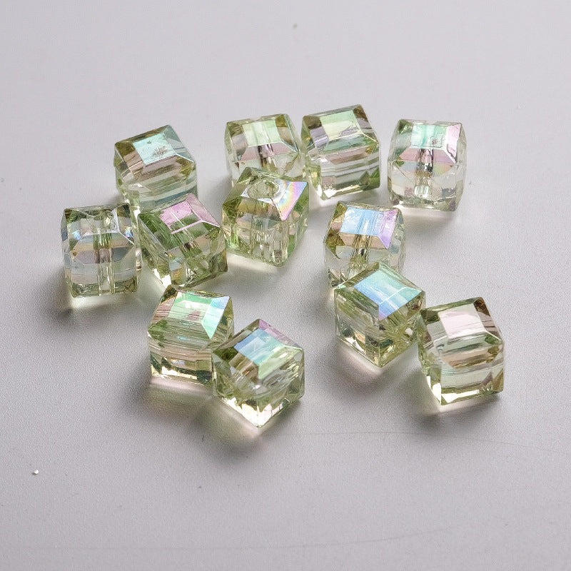 Wholesale 50pcs 8mm multi-faceted acrylic high-transparency square beads colorful three-dimensional loose beads