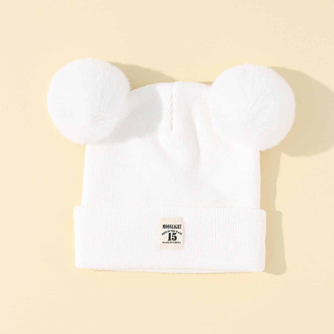 Wholesale acrylic autumn winter solid color woolen kids double ball hat