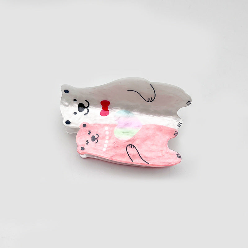 Wholesale New Valentine's Day Acrylic Grab Clip Love Bear Romantic Tonal Cute Girl's Hair Shark Clip