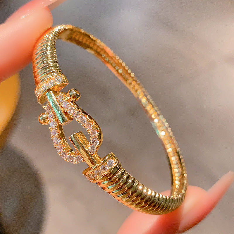 Wholesale threaded horsshoe buckle bracelet niche cool style high-end diamond bracelet