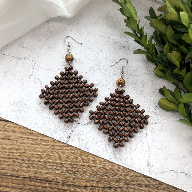 Wholesale Vintage Rattan Weaving Handmade Bohemian Earrings