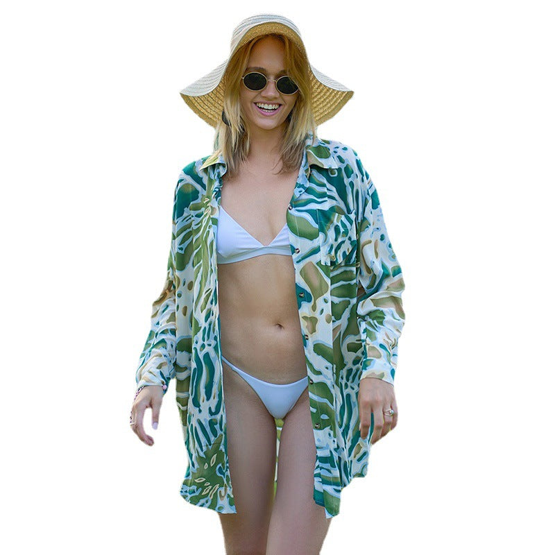 Wholesale Cotton Printed Sunscreen Swimwear
