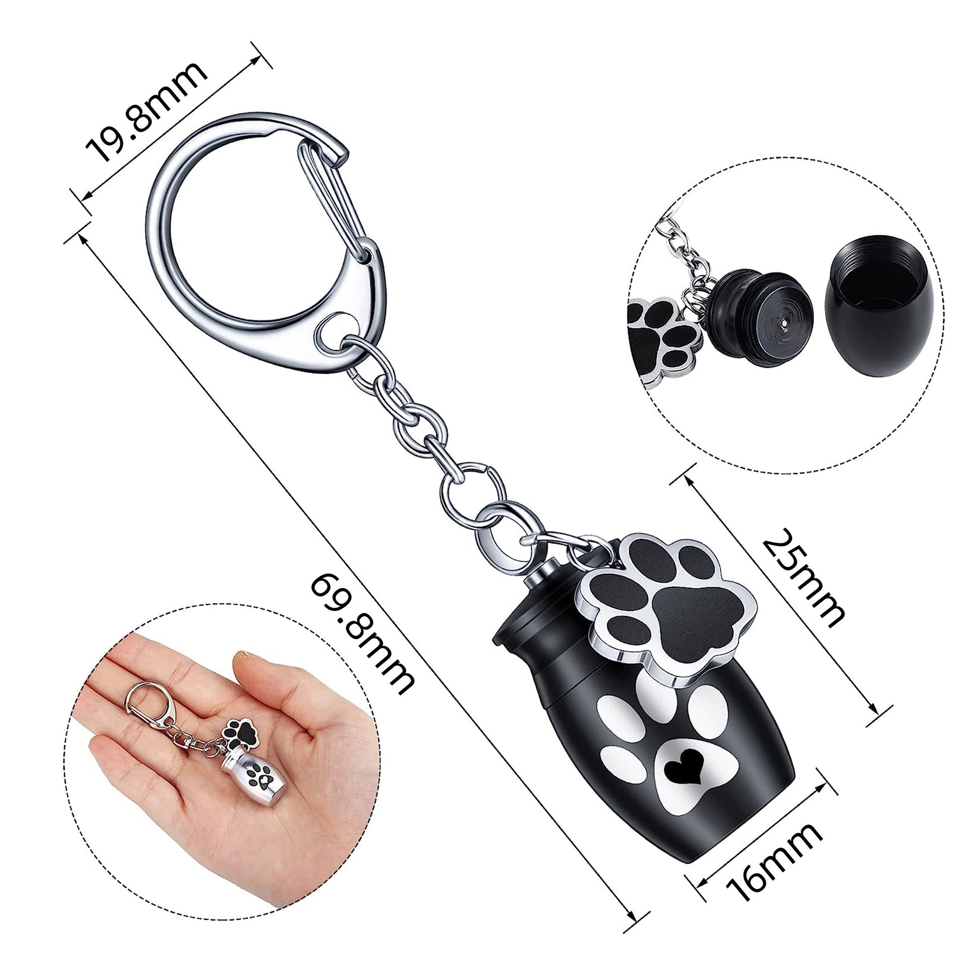 Wholesale Commemorative Pet Ashes Box Zinc Alloy Keychain