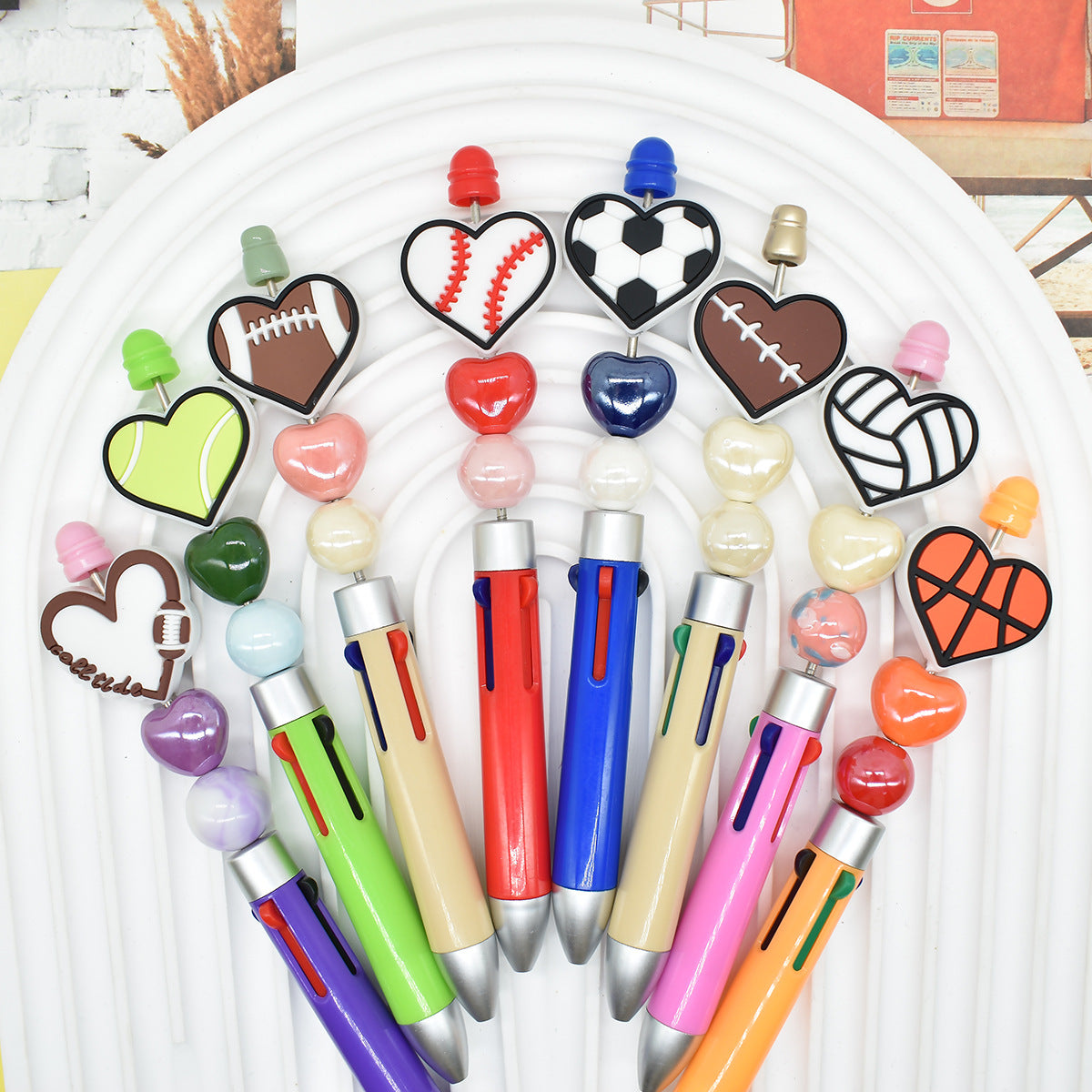 Wholesale  Random 100pcs/packCartoon sports series soft rubber balls and loose beads