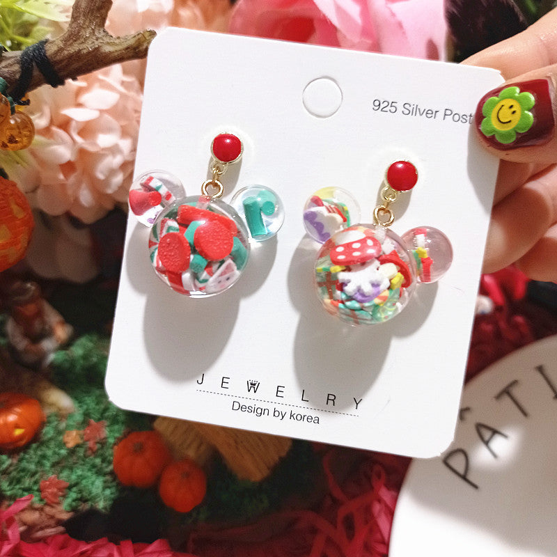 Wholesale Christmas Series Hand-made Epoxy Soft Ceramic Cartoon Shaped Earrings