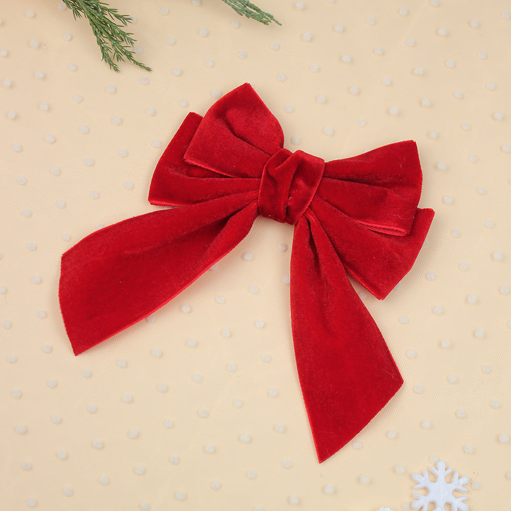 Wholesale 5pcs A-grade Velvet Christmas Velvet Ribbon Bow Sweet Hair Clip