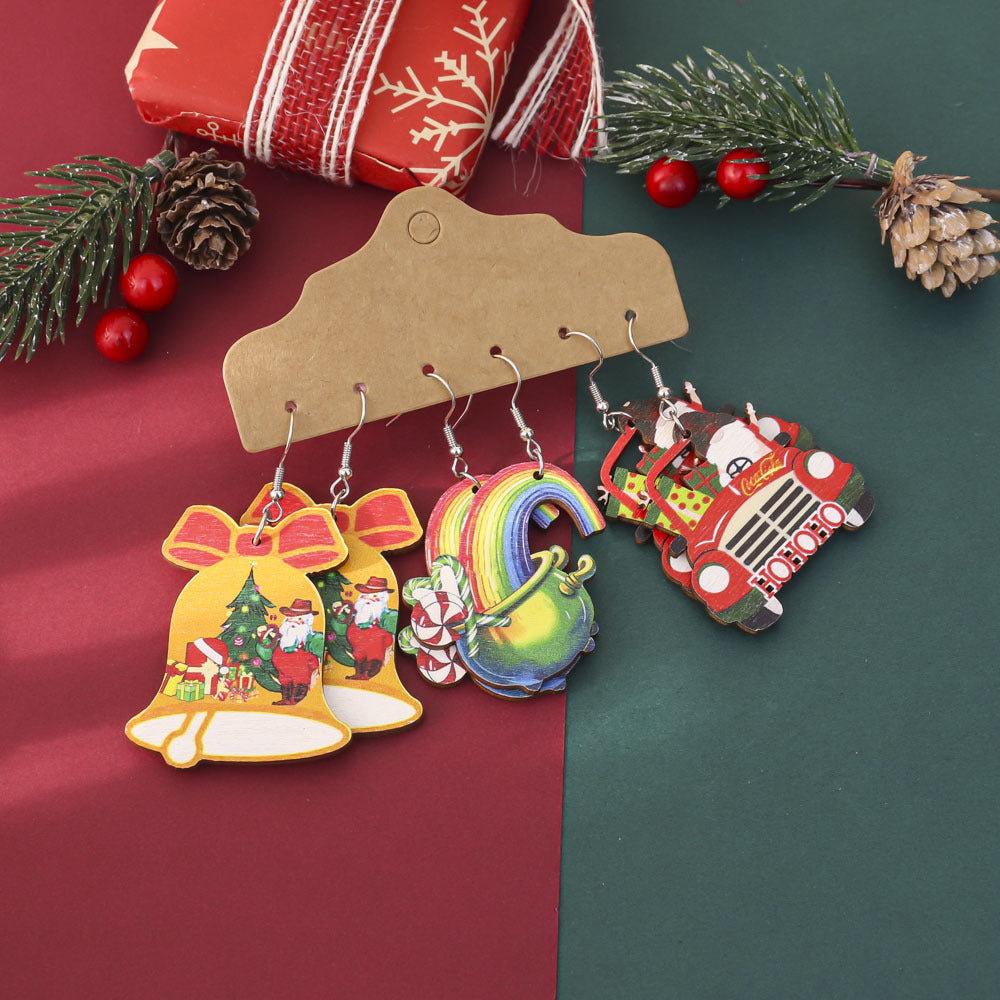 Wholesale Christmas painted wooden  earrings