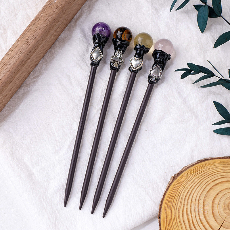 Wholesale New natural crystal column crystal stone diy fairy stick hairpin antique props accessories